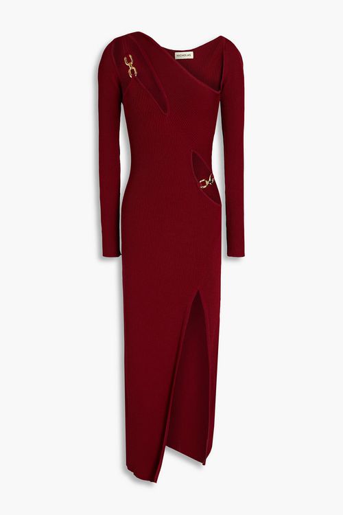 Lilith cutout ribbed-knit midi dress