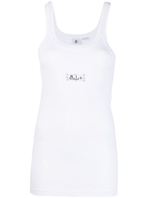 Logo-print ribbed-knit tank top - White