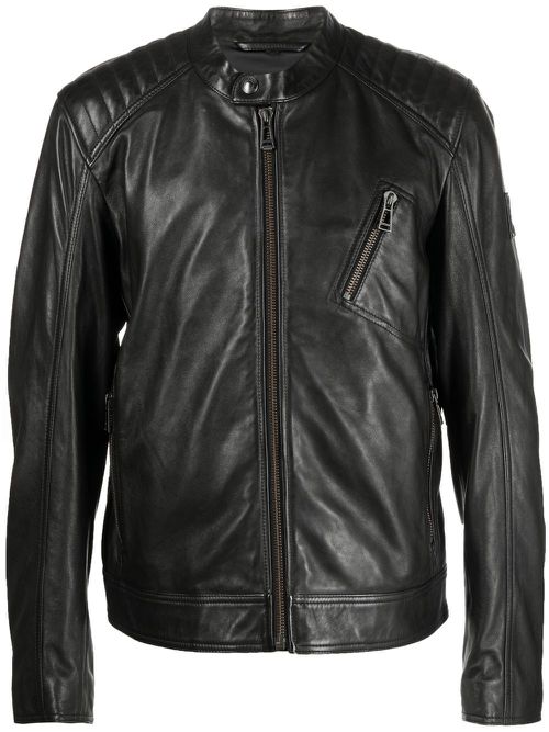 Long-sleeve leather jacket - Black