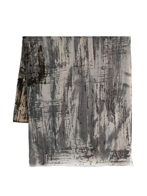 Abstract-print scarf - Brown