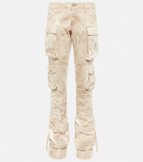 Low-rise denim cargo pants