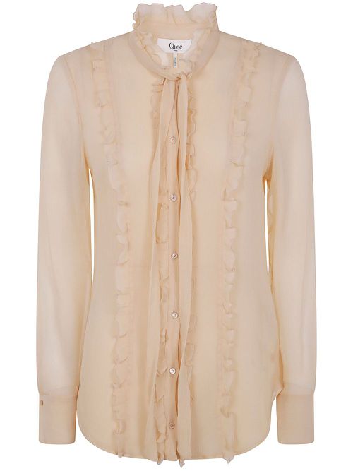 Ruffled fitted blouse - Neutrals