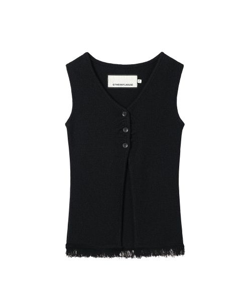 BUTTON KNIT VEST BLACK