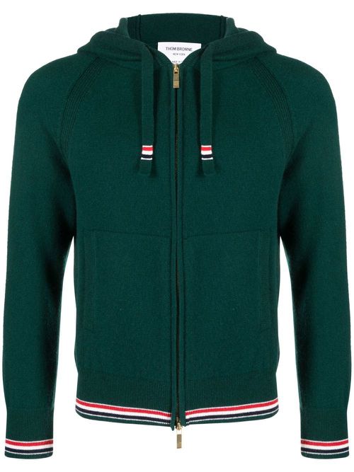 Cashmere knitted zip-up hoodie - Green