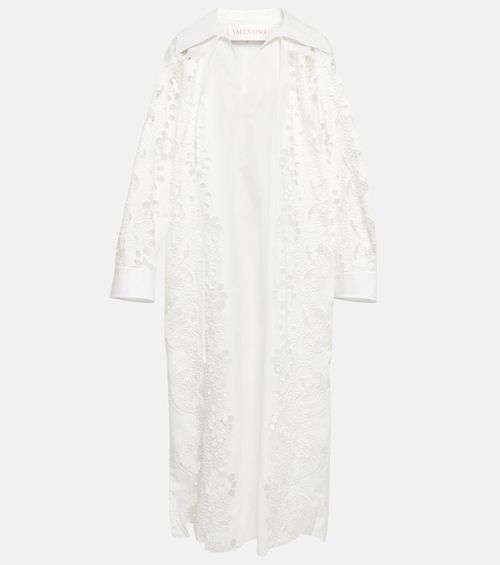 Valentino Embroidered cotton midi dress