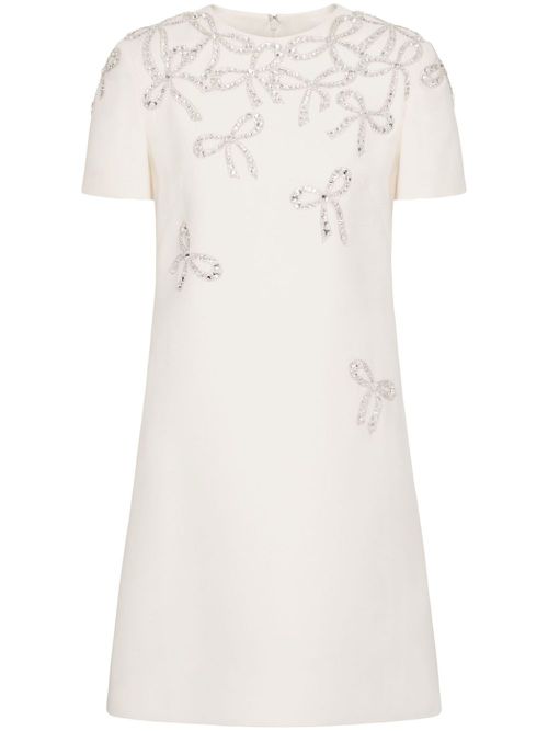 Crepe Couture embroidered minidress - White