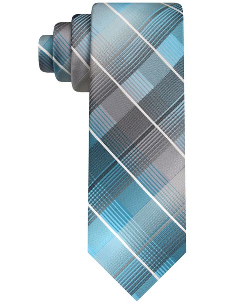 Men's Classic Shadow Gradient Plaid Tie - Teal