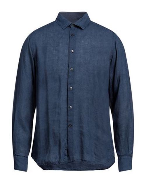 Man Shirt Navy Size 16 Linen