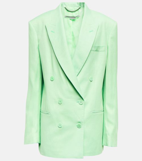 Double-breasted linen-blend blazer