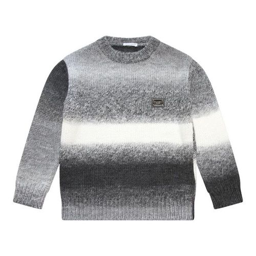 Dolce & Gabbana Kids Logo Tag Round-Neck Ombré Knit Pullover