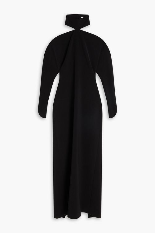 Circle cold-shoulder crepe halterneck gown - Black - FR 40