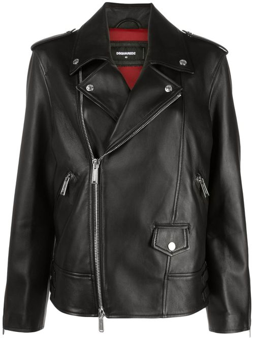 Leather biker jacket - Black