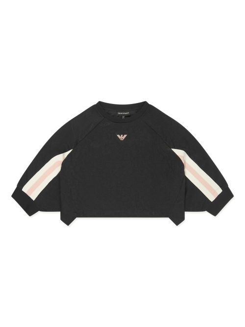 Logo-jacquard cropped sweatshirt - Blue