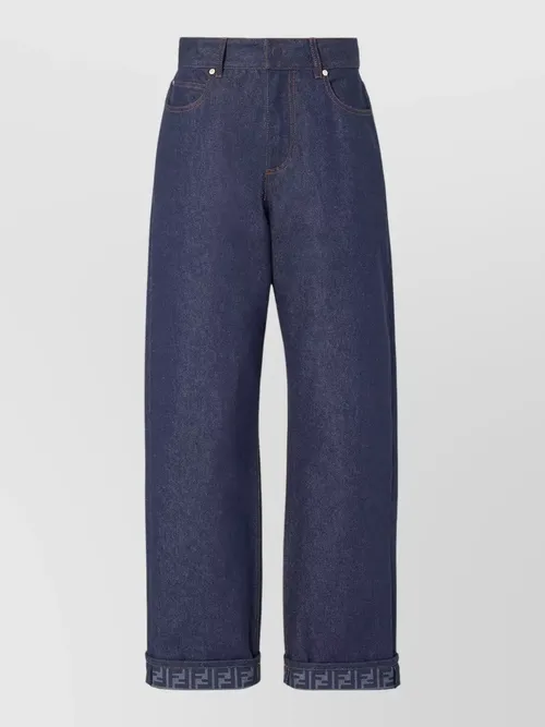 Fendi - denim jeans wide leg turn up cuff