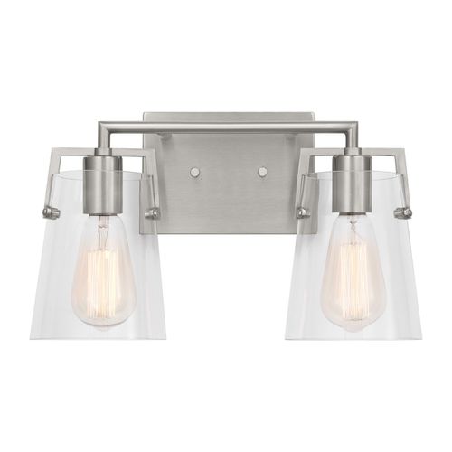 Brushed Steel Two Light Bath from the Crofton Collection
