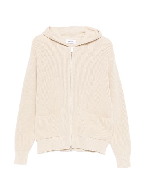 Ribbed Knit Hoodie with Zip Fastening for Men - Size M