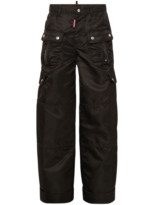 Satin cargo trousers - Black