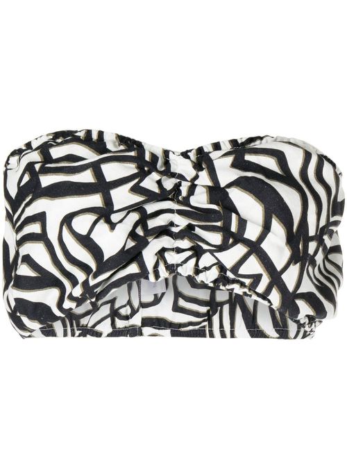Geometric-print bandeau top - Black