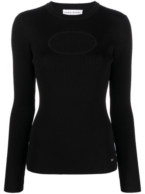 Cut-out long-sleeve top - Black