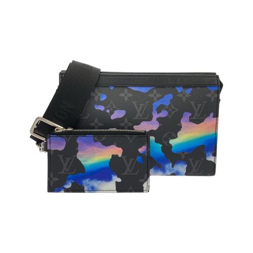 Louis Vuitton Black Blue Coated Canvas Pouch Shoulder Bag Pre-Owned