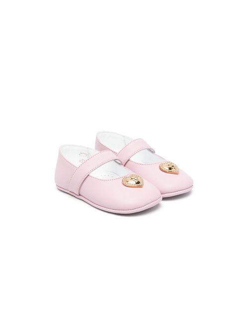 Heart-plaque detail ballerina shoes - Pink