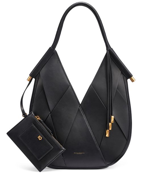 Baldwin Leather Large Shoulder Bag - Black/Gold