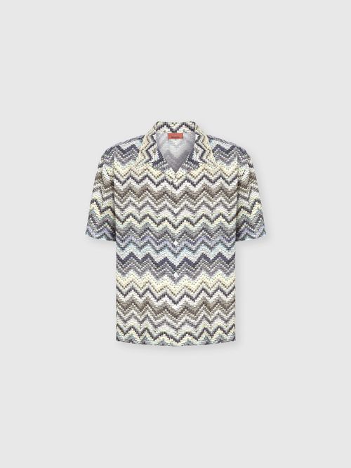 Missoni - Bowling shirt in viscose with dashed zigzag print, Men, Multicoloured