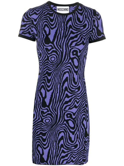 Swirl-pattern knitted minidress - Purple