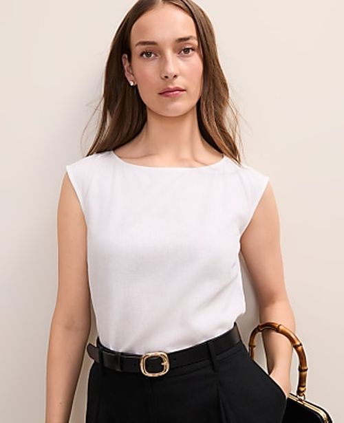 Ann Taylor Boatneck Top in Linen Blend