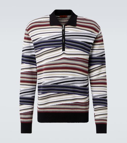 Zigzag cotton polo sweater