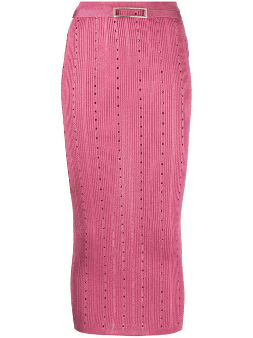 Embellished knitted midi skirt - Pink