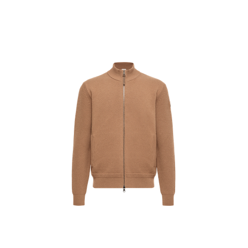 Knit Zip-Up Cardigan — Brown