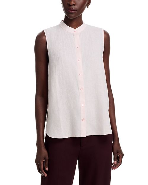 Mandarin Collar Linen Shirt