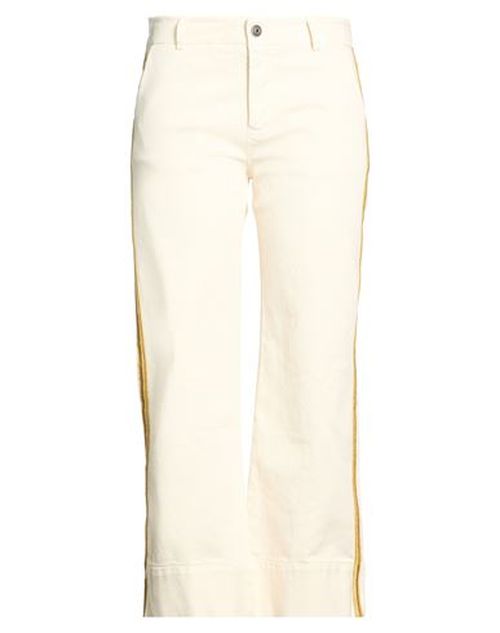 Woman Pants Ivory Size 10 Cotton, Elastane