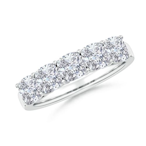 Angara 2.5 Carats Prong-Set Cushion Diamond Five Stone Wedding Ring in 18K White Gold