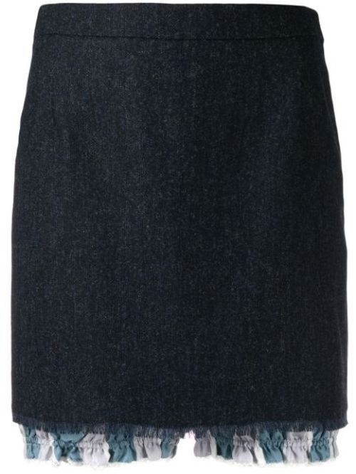 Dark Blue Layered Mini Skirt
