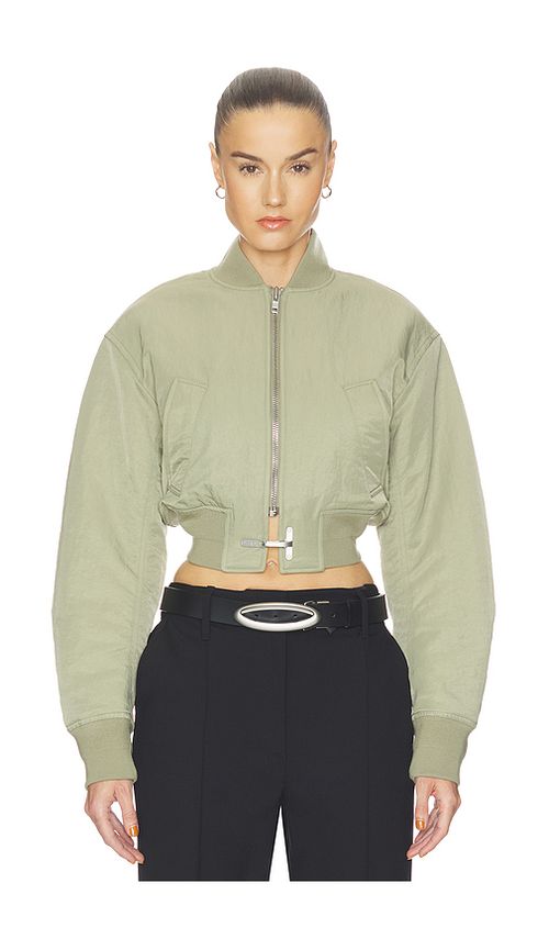HAELO Crop Bomber Jacket in Olive. M. Also in L, S, XL