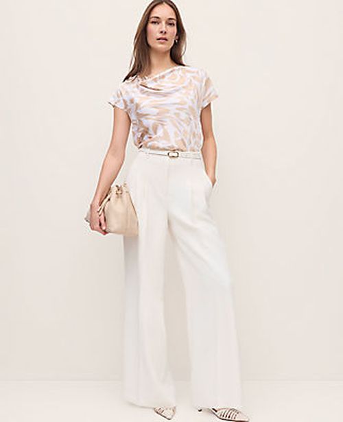 Ann Taylor The Pleated Wide-Leg Pant in Textured Crepe