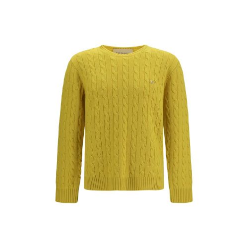 Cable-Knit Cashmere Sweater — Yellow