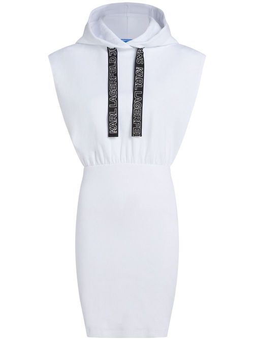 Sleeveless hooded mini dress - White