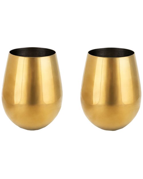 Viski Belmont Set of 2 Gold Stemless Wine Glasses