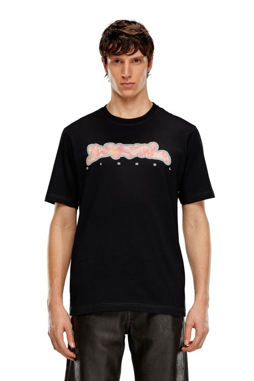 T-shirt with zebra-camo motif - T-Shirts - Man - Black