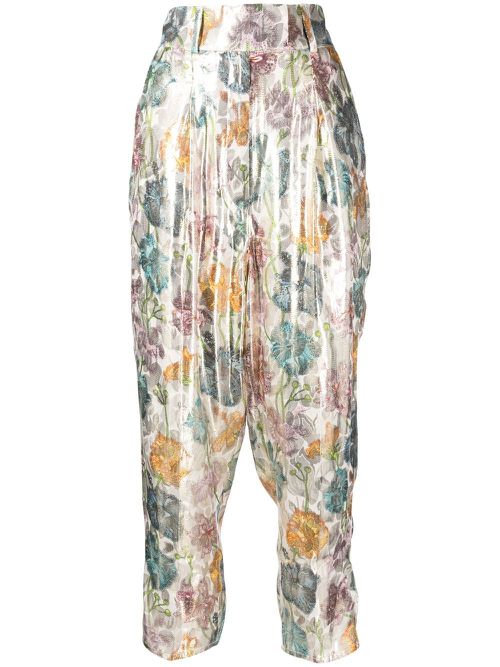 Shimmering Bonita Silk Jacquard Tailored Trousers - Multicolour