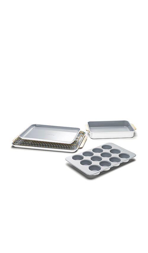 Caraway LOT DE MOULES À PÂTISSERIE NON-TOXIC CERAMIC NON-STICK HALF BAKEWARE SET en White