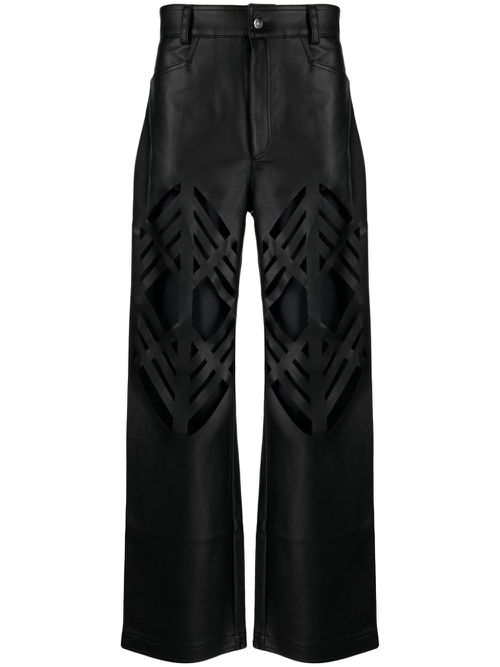 Laser-cut straight-leg trousers - Black