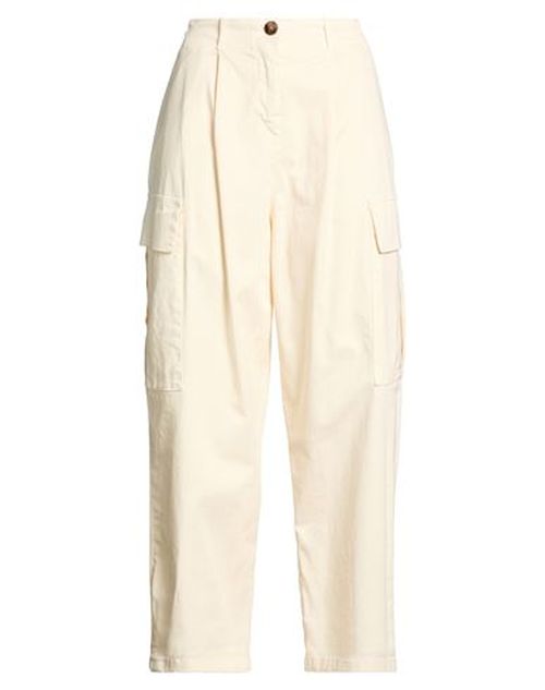 Woman Pants Ivory Size L Cotton, Elastane