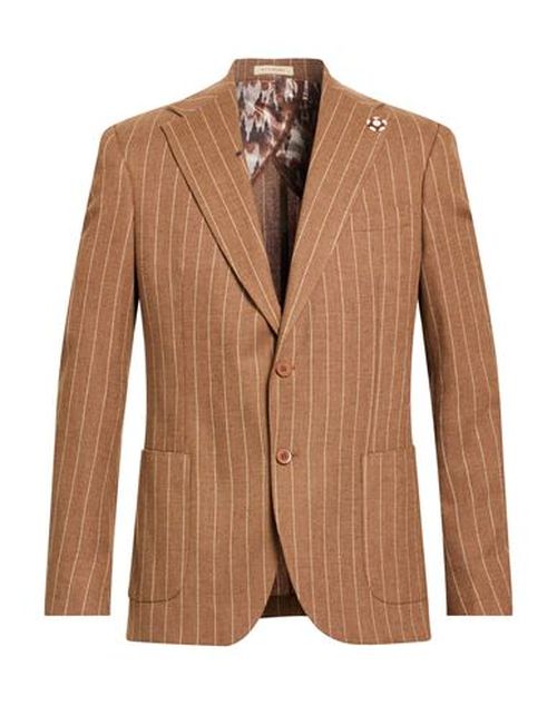 Man Blazer Brown Size 42 Polyester, Linen, Viscose, Elastane