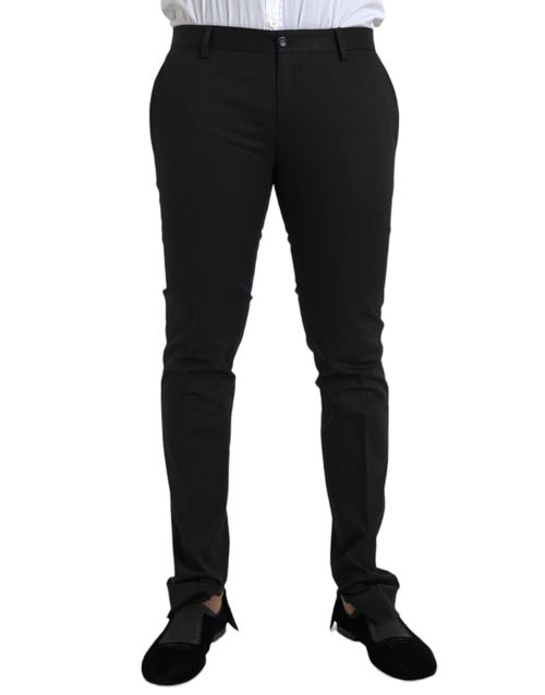 Cotton Stretch Slim Fit Trousers — Black