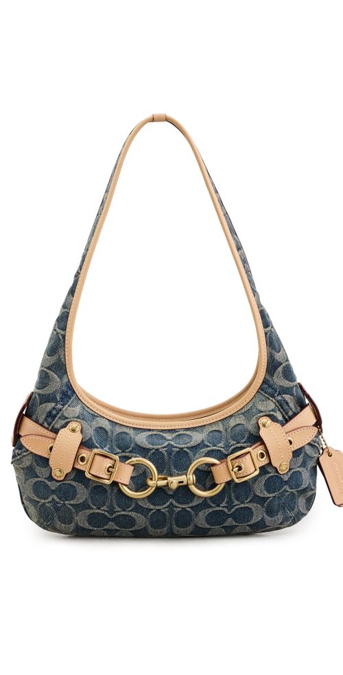 Belted Ergo Signature Jacquard Shoulder Bag 26 Denim One Size