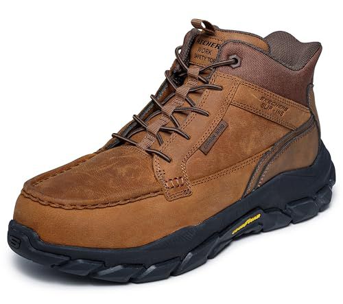 Skecher's Mens for Work Santoro Leather Safety Moc Toe Slip Ins